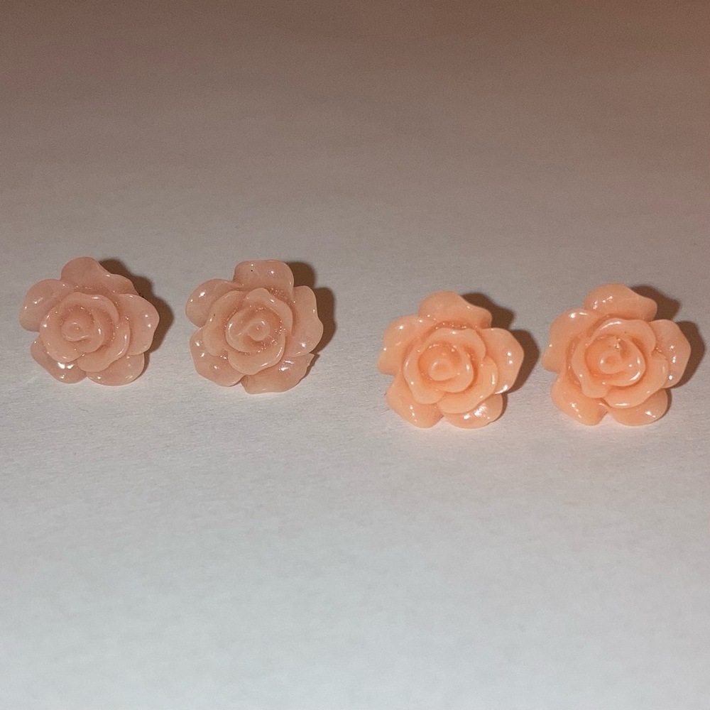 Pastel Flowers Stud Earrings Peach Pink Floral Dainty Y2K Feminine Jewelry